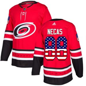 Herren Carolina Hurricanes Eishockey Trikot Martin Necas #88 Authentic Rot USA Flag Fashion